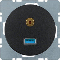Розетка USB/3.5 мм аудіо, чорний R. 1, R. 3, 3315392045