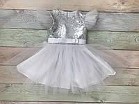 Сукня для дівчинки святкова. 1-2 роки, біла, верх - пайєтки