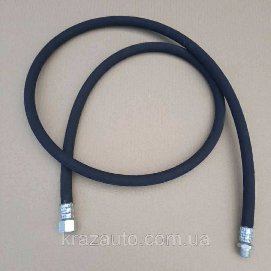 Шланг паливний КрАЗ з'єднувальний L = 1850 гайка — штуцер г — М16х1,5 ш — М19х1,5 ключ 24 6510-1104142