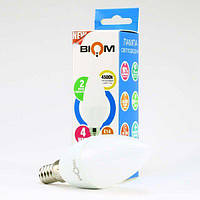 Светодиодная лампа свеча Biom BT-550 нейтральный свет 4500К 4 Вт C37 цоколь E14