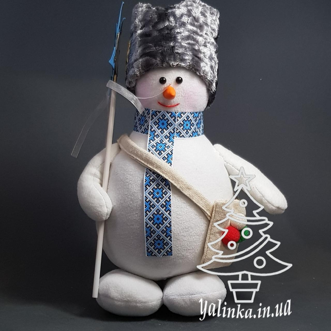 М'яка новорічна іграшка Сніговик-Колядник 26 см