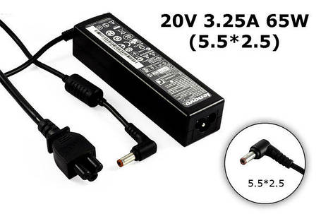 Блок питания для ноутбука Lenovo 20V 3.25A 65W 5.5х2.5mm, фото 2