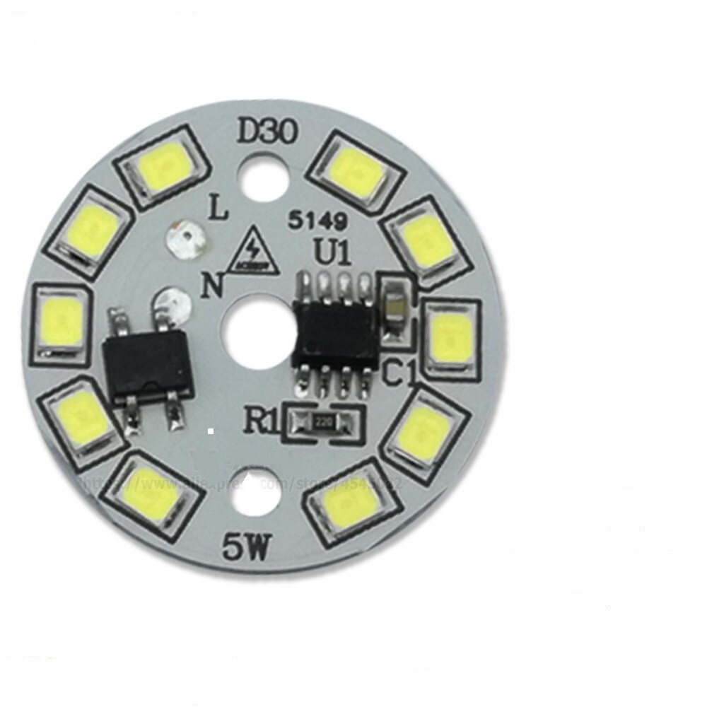 Світлодіодний модуль LED 5 Ватів AC220 плата для ремонту ламп 30 mm