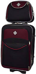 Комплект валіз і кейс Bonro Style (середній). Колір чорно-вишневий.