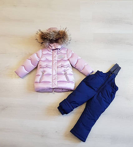 Дитячий зимовий комбінезон для дівчинки двійка на флісі, хутро єнота від Ohccmith 2219 | розміри 80-104р., фото 1