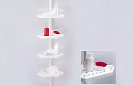 Полиця Prima Nova, кутова у ванну 4 яруса,  сталева трубка, білий (N01-01)