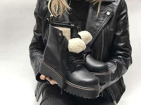 Жіночі черевики Dr.Martens JADON MOLLY шкіра, ЗИМА чорні. ТОП Репліка ААА класу., фото 2