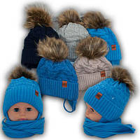 Красивая детская шапочка + шарф Польша 44-46 размер супер качество 6 9 12 месяцев год