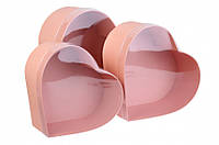 Коробочки в форме сердца 3 в 1 с прозрачной крышкой розовая