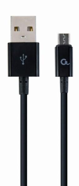 Кабель USB 2.0 AM to Micro 5P Cablexpert (CC-USB2P-AMmBM-2M) 2м,  A-папа/Micro B-папа преміум 2.1А (код