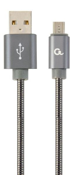 Кабель USB2.0-microB CC-USB2S-AMmBM-2M-BG USB2.0, A-папа/micro B-папа, 2м,преміум 2.1А  (код 110645)