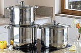 Набір великих каструль із неіржавкої сталі з товстим дном 17/20/23 л Edenberg EB-516 Набір кухонного посуду, фото 7