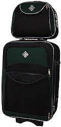 Комплект валіз і кейс Bonro Style (середній). Колір чорно-зелений.