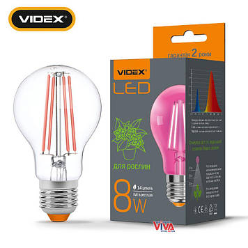LED фітолампа для рослин VIDEX Filament A60FF 8W E27 1200K