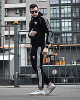Спортивный костюм мужской зимний Adidas Zipper комплект теплый Кофта + Штаны на флисе