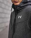 Спортивний костюм чоловічий Under Armour Андер Армор з капюшоном теплий зима олімпійка штани сірий Київ, фото 6