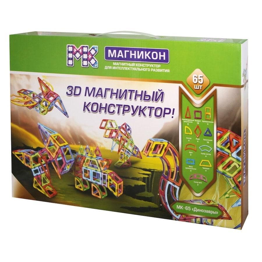 Магнітний конструктор MK-65 Магнікон Динозаври 65 деталей