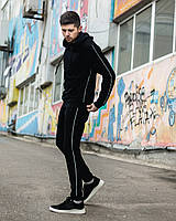 Спортивный мужской костюм худи штаны хлопок черный весна лето Киев