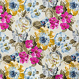 Скатертина бавовняна тефлонова водовідштовхувальна яскраві та великі квіти акварель, фото 2