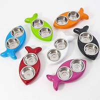 Hing (Хинг) The Fish Bowl - Миски яскраві подвійні для котів у формі рибки