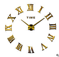 Настінний об'ємний 3D-годинник великий 120 см із римськими цифрами колір золото diy зроби сам Art Clock 3d 4534