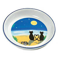 Karlie-Flamingo (Карлі-Фламінго) CAT&MOON - Миска з романтичним зображенням котів під місяцем, керамічна для кішок