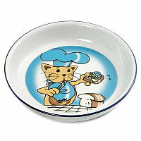 Karlie-Flamingo (Карлі-Фламінго) CAT&FISH - Миска з малюнком кота з рибним бутербродом, керамічна для кішок