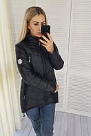 Женская куртка с удлинённой спинкой, арт 300, цвет черный / чёрного цвета