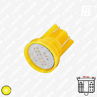 Лампа LED цоколь T10 (W3W/W5W, бесцокольная), 12 В, COB*01 (жёлтый)