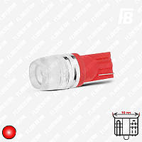 Лампа LED цоколь T10 (W3W/W5W, бесцокольная), с линзой, 12 В, SMD 5630*02 (красный)