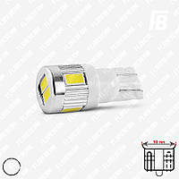 Лампа LED цоколь T10 (W3W/W5W, бесцокольная), 12 В, SMD 5630*06 (белый)
