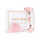 Ролик і скребок для масажу гуаша з Рожевого кварцу JADE ROLLER, фото 8