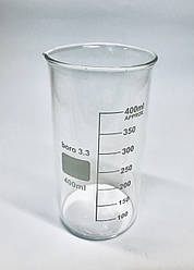 Склянка хімічна висока з мітками і носиком 400 мл, Boro 3.3