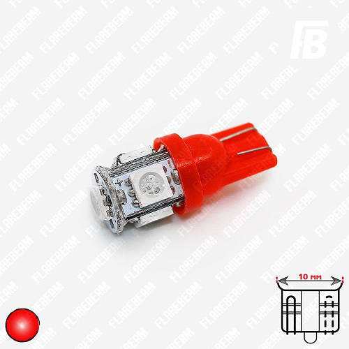 Лампа LED цоколь T10 (W3W/W5W, бесцокольная), 12 В, SMD 5050*05 ...