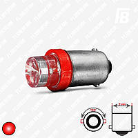 Лампа LED цоколь BA9s (T4W, маленькая), с линзой, 12 В, DIP 10 мм*01 (красный)