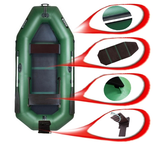 Ладья ЛТ-270ЕВТБ човен надувний Ladya 270 з пересувним сидінням, книжкою, транцем, брусом, фото 1