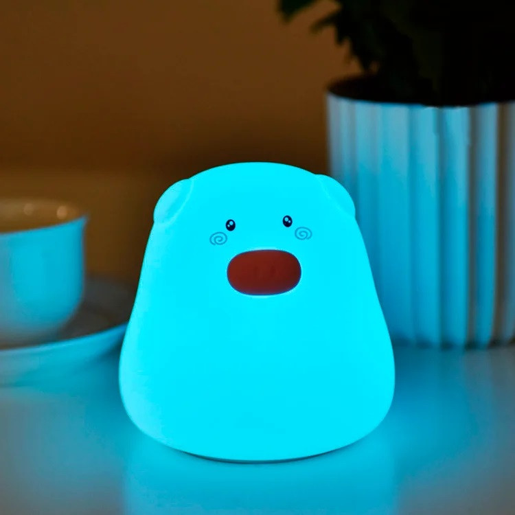 Нічний світильник LED RGB силіконова свинка Mini Pig