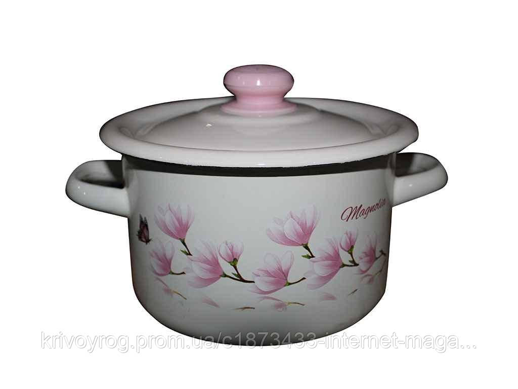 Каструля ем. 3л /2 циліндрична Магнолія молочна (I1612/2) ТМ IDILIA, фото 1