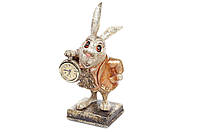 Декоративна статуетка Білий Кролик з годинником 26 см, колір золото ( OF 419-121)