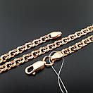 Позолочена срібна цепочка бісмарк. Ланцюжок позолота 585, срібло 925. Ширина 4,5 мм 65 см, фото 6