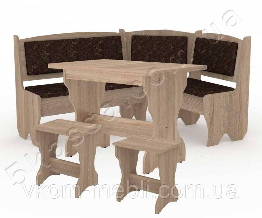 Кухонний куточок Данія комплект (стіл розкладний КС3+диван+2 табурета Т1), фото 1