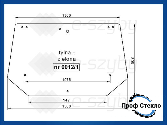 Скло FORD 4635 4835 5635 6635 7635 заднє зелене