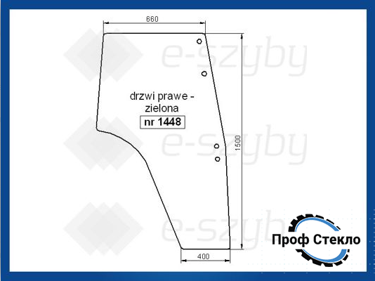 Скло FORD 5640 6640 7740 7840 8240 8340 права дверцята 4 отвори