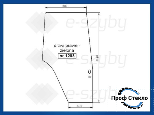 Скло FORD 8160 8260 8360 8560 права двері 2 отвори