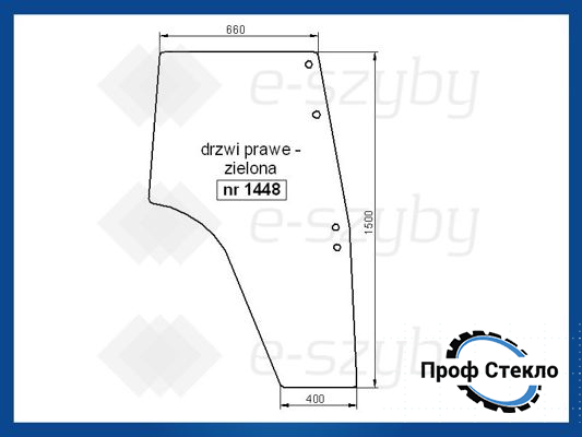 Скло FORD 8670 8770 8870 8970 права двері 4 отвори