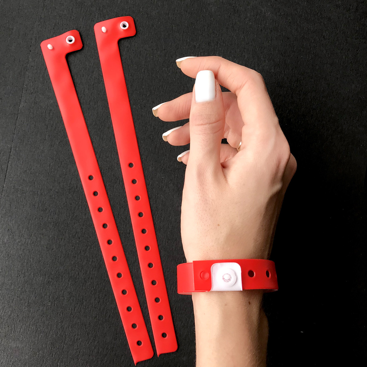 Контрольні вінілові браслети на руку з логотипом для відвідувачів (Yellow16mm) червоний