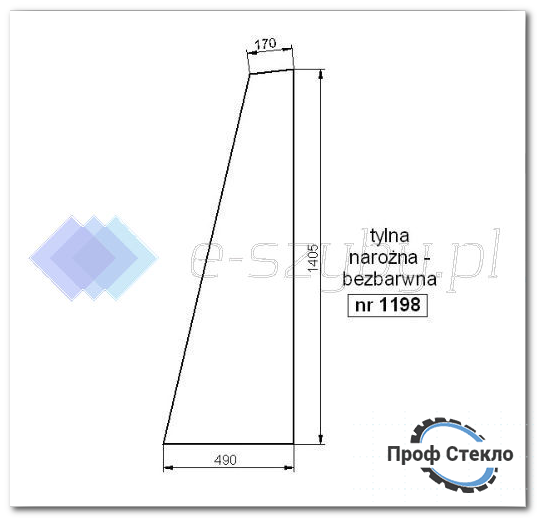 Скло екскаватор-навантажувач CAT 428C-438C — задній кут