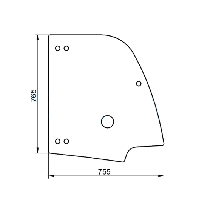 Скло бічне праве переднє верхнє навантажувача Kramer 350, 5025, 5035
