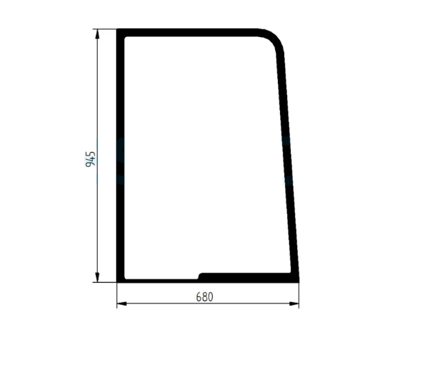 Скло дверей праве верхнє навантажувача CAT 902, 906 Compact, 908 Compact