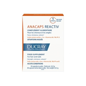 Ducray Anacaps Reactiv — для здоров'я та краси волосся, 30 кап.